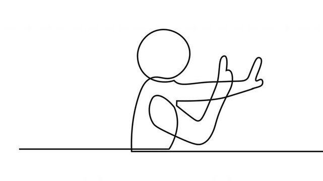 Continuous line drawing, minimalist stick figure, simple illustration, white background