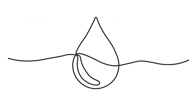 Continuous One Line Water Drop Animation Vector Line Art