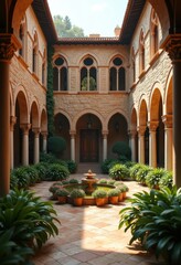 Fototapeta premium Renaissance Palazzo Courtyard Rusticated Stone Elegance Timeless Beauty Classical Finesse