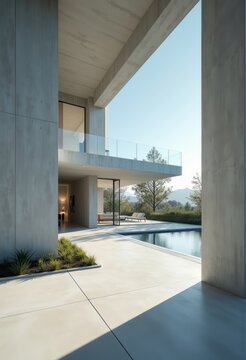 Sleek Minimalist Concrete House with Expansive Glass Walls and Pristine Lines