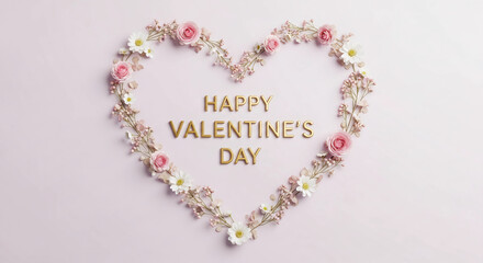 Obraz premium Fresh Valentine's Day Greeting Surrounded by Pink Flower Petals and Blossoms on White Background