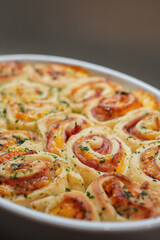 Homemade bread rolls with ham and cheese 