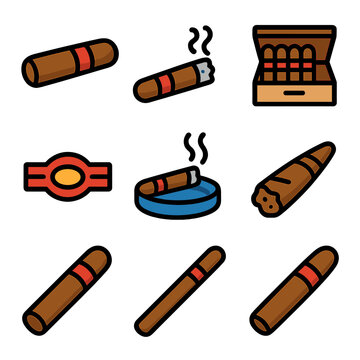Assorted cigar icons on gradient background