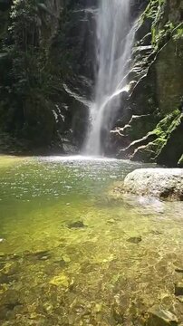 Slow motion cellphone footage from a waterfall in the Serra da Canastra region, Minas Gerais State, Southeast Brazil