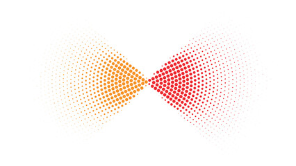 Abstract halftone dot diamond split color composition with orange and red gradient, modern geometric background for branding, digital art, creative marketing and visual design