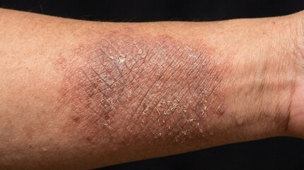 Fototapeta premium Close Up of Psoriasis Skin Condition on Human Arm