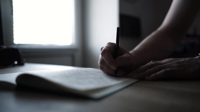 Writing in Journal Closeup with Pen on Paper