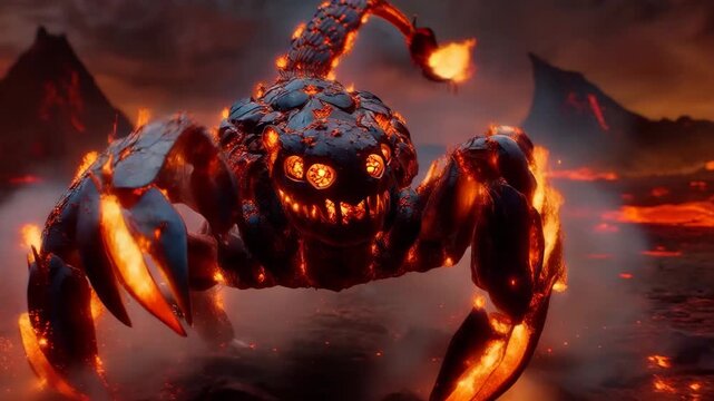 Molten Scorpion Emerging from Flames