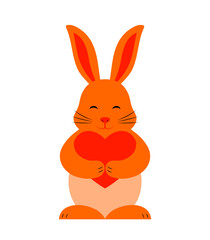bunny with heart isolated on white background