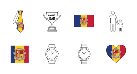 Andorra flag tie trophy number 1 dad heart watches