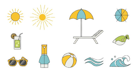 Beach with umbrella chair sun sunglasses summer