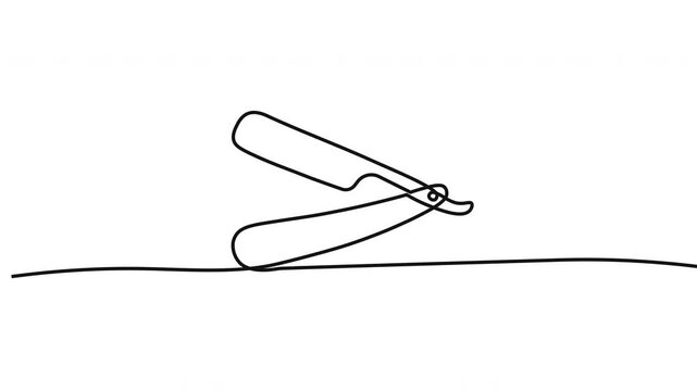 Minimalist scissors icon, simple line drawing, black and white illustration, cutting tool