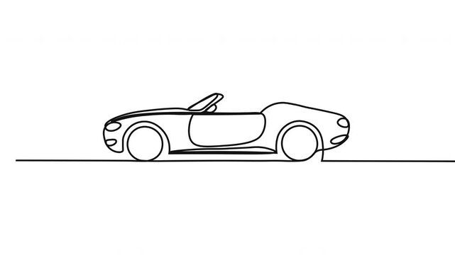 Continuous One Line Car Animation Vector Line Art