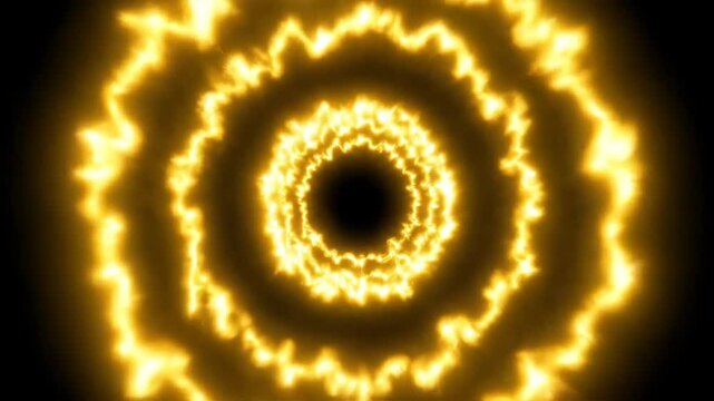 Fiery Golden Energy Tunnel Vortex Abstract Motion Background Loop fire