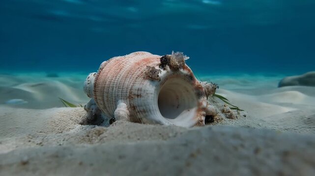 Underwater Scene with Seashell and Sand
