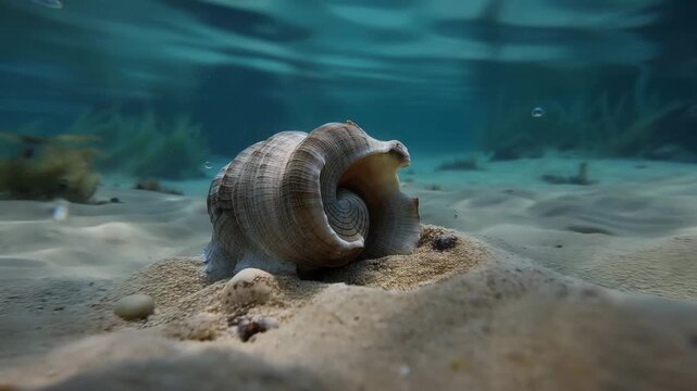 Marine Shellfish on Seabed in Clear Blue Water