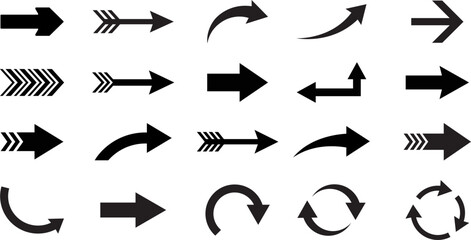 Smooth Curved Arrow Icons Set for Process Flow, Workflow Direction, Circular Motion, Infographic Elements, Business Presentation and Modern Vector Illustration