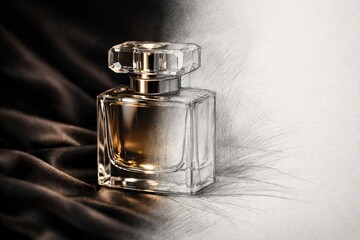 Perfume Bottle Blending from Reality into Pencil Sketch