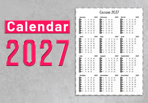 Calendar for 2027 design layout template