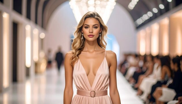 Fashion Show: Junge Frau in trendigem Outfit