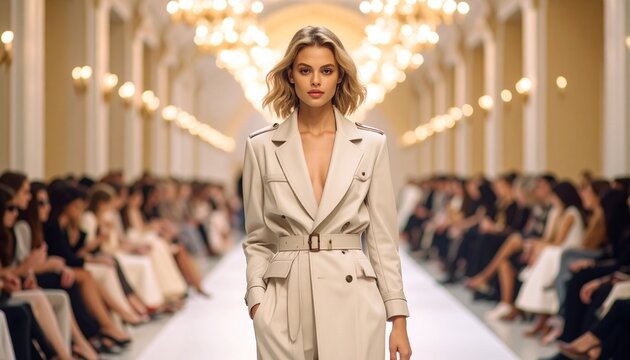 Fashion Show: Junge Frau in trendigem Outfit