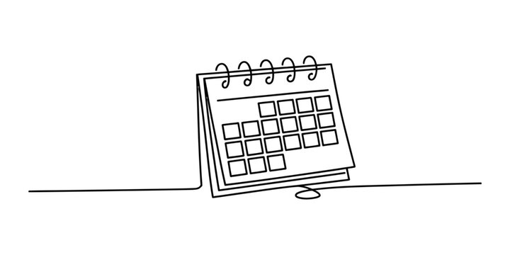 A single continuous line art drawing of a desk calendar representing time management and scheduling