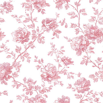 floral pink french toile pattern