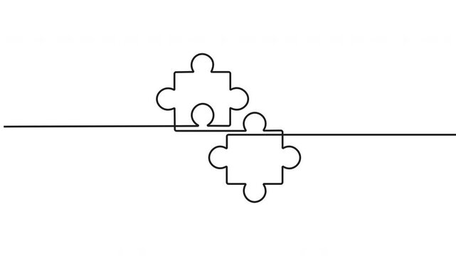 Continuous One Line Drawing Animation Loop of Puzzle Piece Line Art Illustration