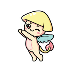 Cute cartoon girl with umbrella crying in rain emotional vector illustration