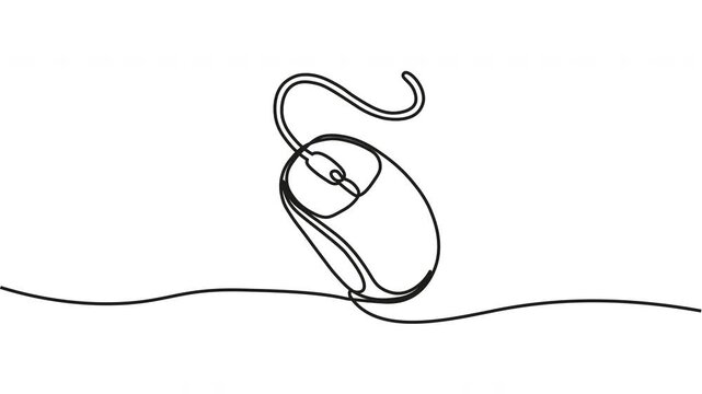 Continuous One Line Computer Mouse Animation Vector Line Art
