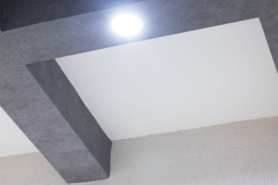 ceiling inside view gray white background color with electric lamp equipment light glare