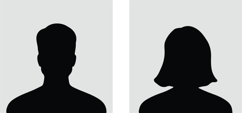 Default avatar profile icon. black placeholder. Man and woman silhouette style