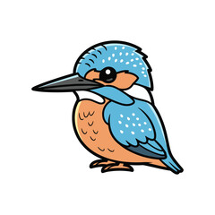 Obraz premium Cartoon Kingfisher Bird Illustration with Blue and Orange Feathers