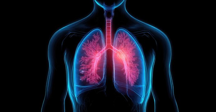 Human Respiratory System Lungs Anatomy Medical Illustration.