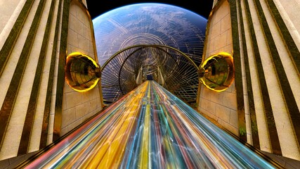 地球へ続く黄金の橋　3DCGレンダリング © tsuneomp