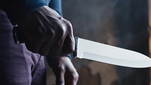 Hand holding a large knife