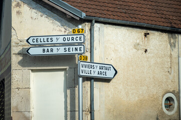 Naklejka premium View of old village in Cote des Bar area of the Aube department near Essoyes and Celles-sur-Ource, Champagne-Ardennes, France, Europe