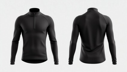 Blank womens black sweatshirt with long sleeve, front and back view, isolated on white background. Pullover mockup for design