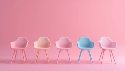 Modern pink and white chairs standing in pink room