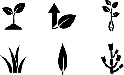 Fototapeta premium Collection of plant growth and nature icons representing growth, development, and organic elements