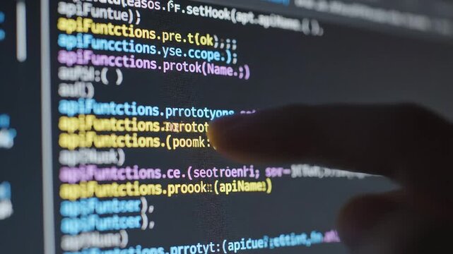 Closeup of computer screen displaying code