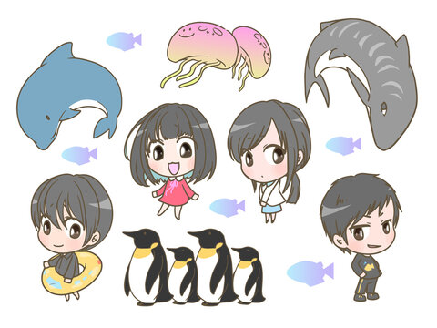 水族館のお魚と子どもたち