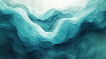 Obraz premium Exploring an abstract geometric design featuring a river zigzagging through muted grey polygons in a unique layout with gradient tones of teal and aqua