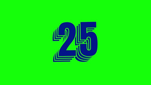 30 seconds stylized multi-layer countdown number with a navy gradient on green screen, featuring a playful popping wobble animation where each digit fades out and transitions to the next.