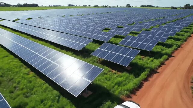Aerial view of solar panel farm