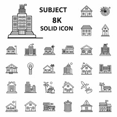 Obraz premium Collection of Various Building Icons and Graphics.