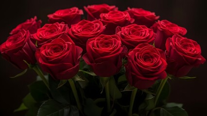 Fototapeta premium Happy valentine's day roses bouquet red roses for love romance and sweetheart on valentine day