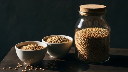 Zero Waste Calm Detail-Close-up of reusable kitchen items partially in shadow, soft contrast, calm minimalist atmosphere, sustainable daily rhythm.
