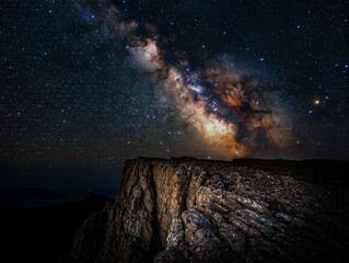 milky way over a cliff