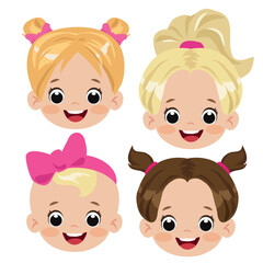 Cute  girl face emoji  vector cartoon illustration